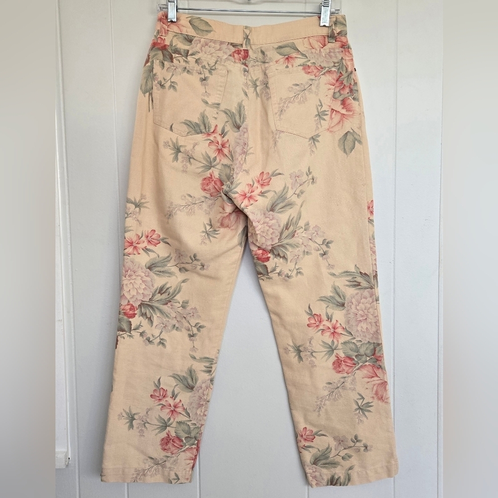 Lauren Ralph Lauren Women's Floral Linen Blend Pants, Size 4, Beige Rose Print - Picture 9 of 15